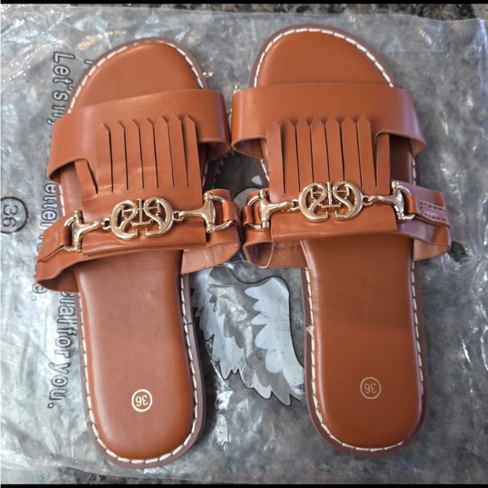 Elegant Brown Slide Sandals